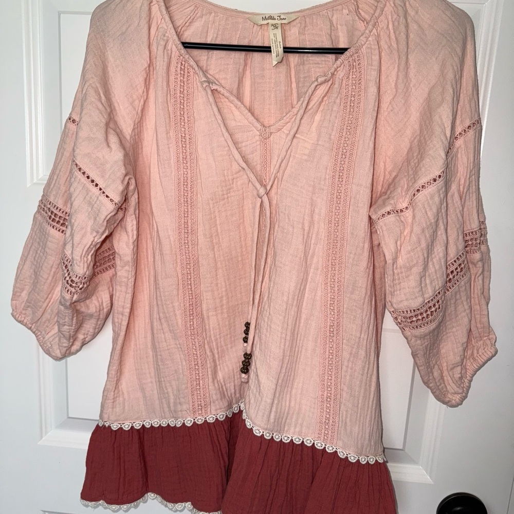 Boho Pink Peasant Top Matilda Jane size Medium